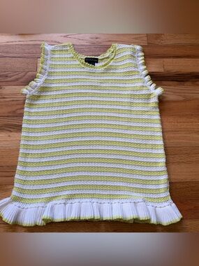 Design365 Striped Crochet Tank 100% Cotton Size Medium